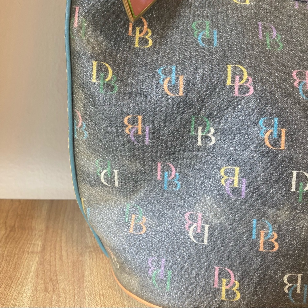 DOONEY & BOURKE Mini Bucket Shoulder Bag Rainbow Monogram Vintage Handbag Heart - Picture 3 of 12
